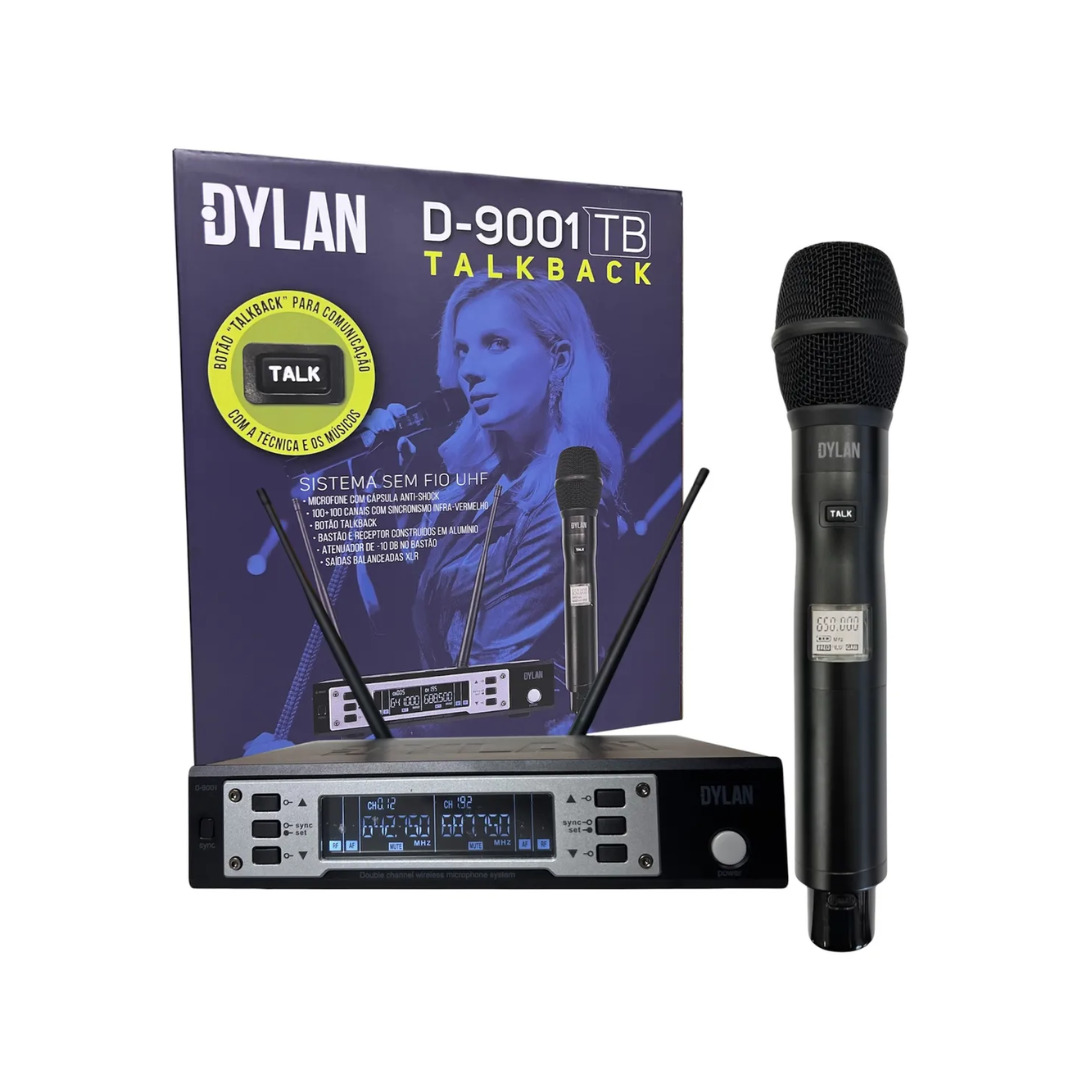 SISTEMA DYLAN D9001TB SEM FIO MICROFONE MAO C/TALK BACK