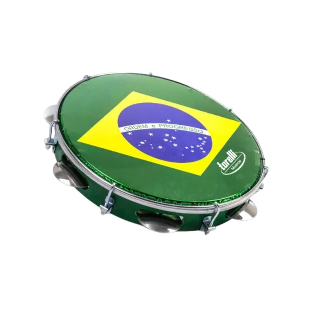 PANDEIRO TORELLI 10" INJETADO VERDE PELE B.BRASIL TP350VD